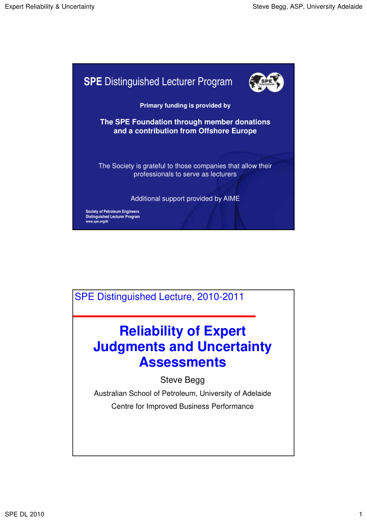 reliability of expert judgments and uncertainty judgments