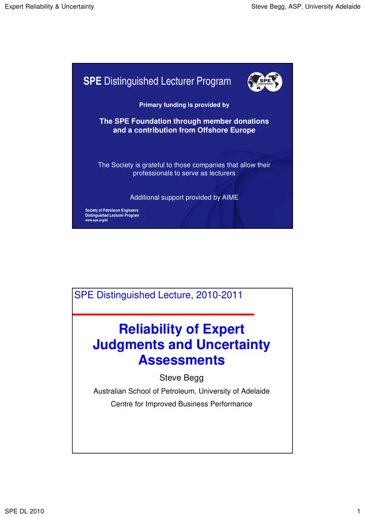 reliability of expert judgments and uncertainty judgments
