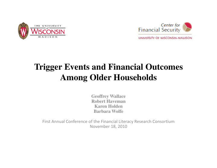 trigger events and financial outcomes among older