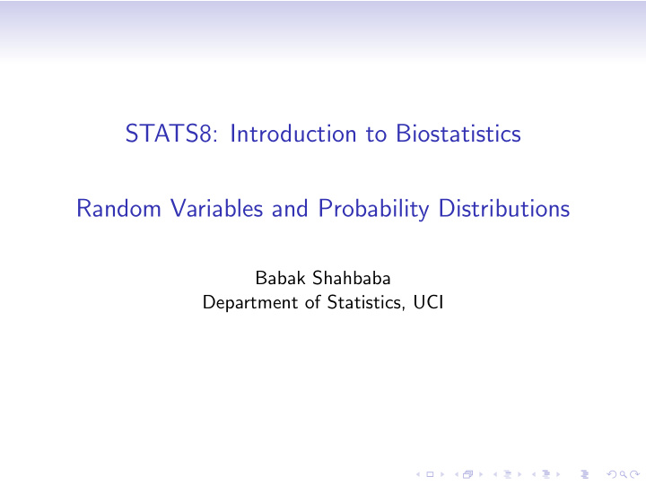 stats8 introduction to biostatistics random variables and
