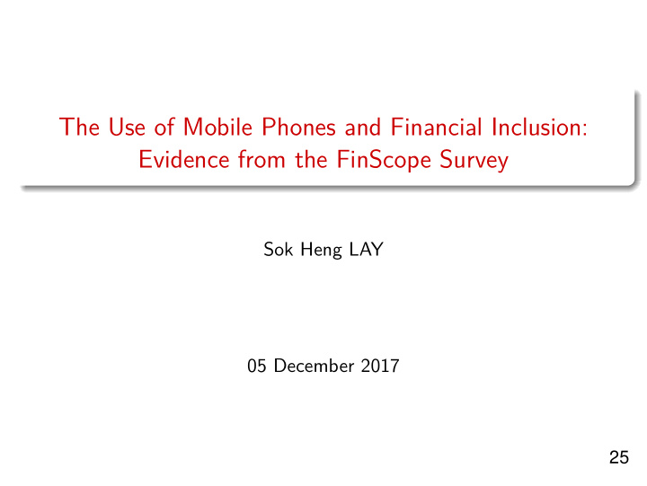 the use of mobile phones and financial inclusion evidence