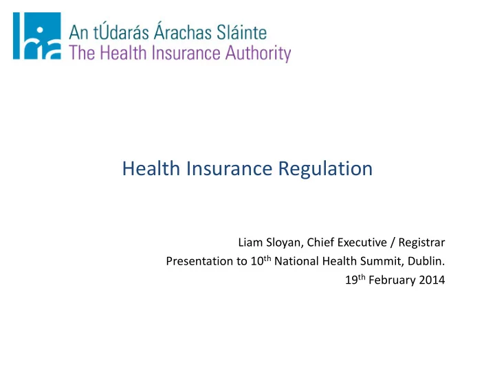 liam sloyan chief executive registrar presentation to 10