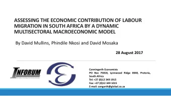 MULTISECTORAL MACROECONOMIC MODEL  By David Mullins, Phindile Nkosi and David Mosaka  28 August