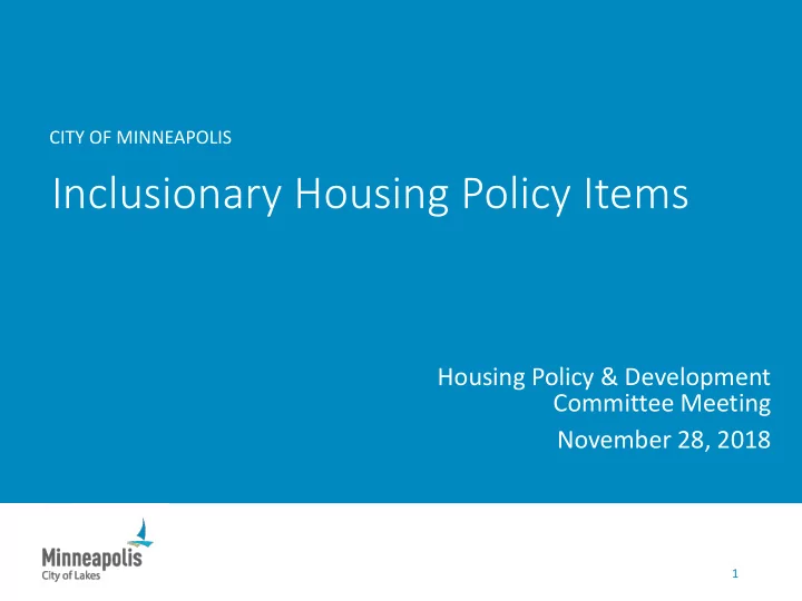 inclusionary housing policy items