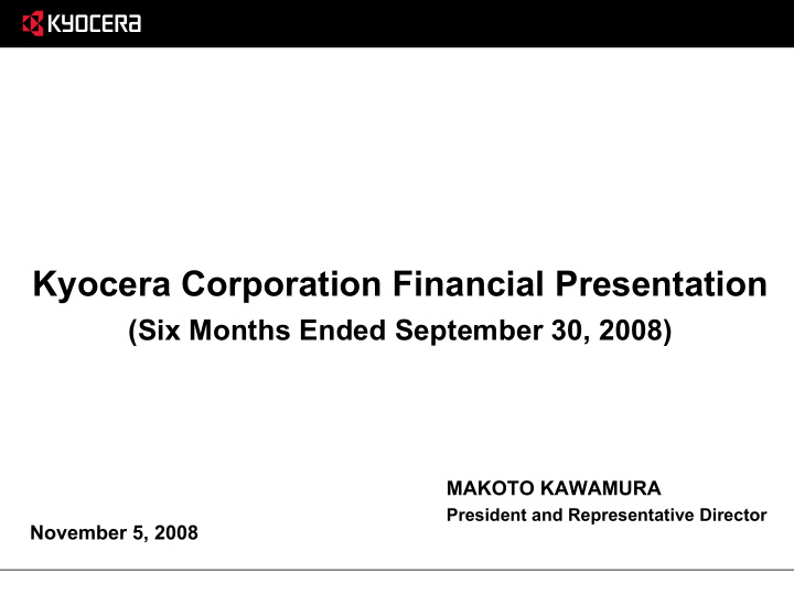 kyocera corporation financial presentation