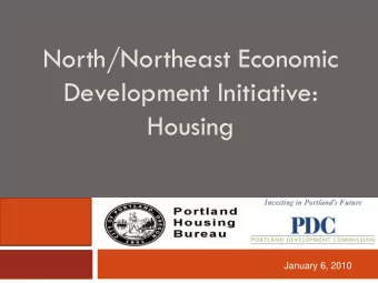North/Northeast Economic  Development Initiative:  Housing  r  January 6, 2010  Points for Dialog