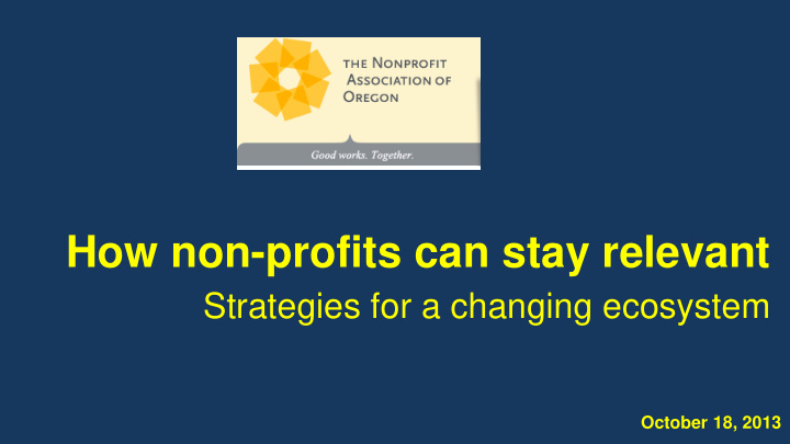 how non profits can stay relevant