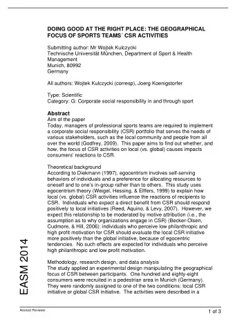 EASM 2014  tendencies.  No such effects are expected for individuals who perceive  high