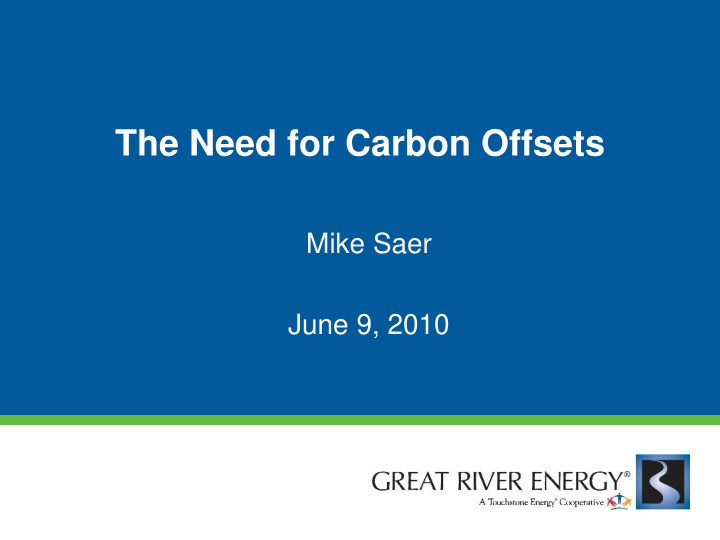 the need for carbon offsets