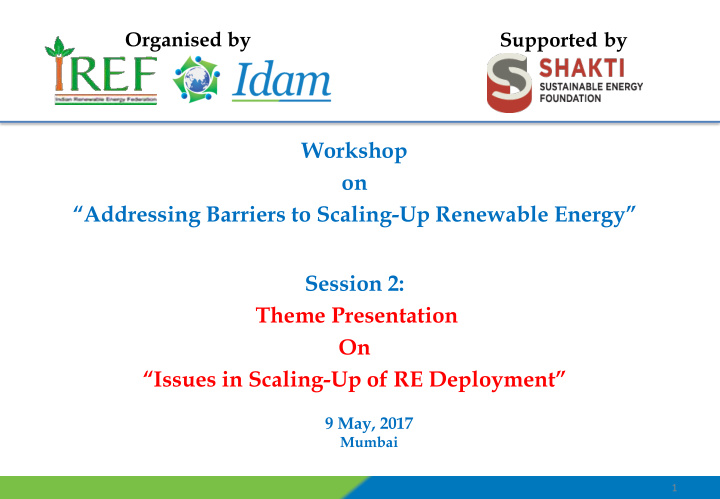 workshop on addressing barriers to scaling up renewable
