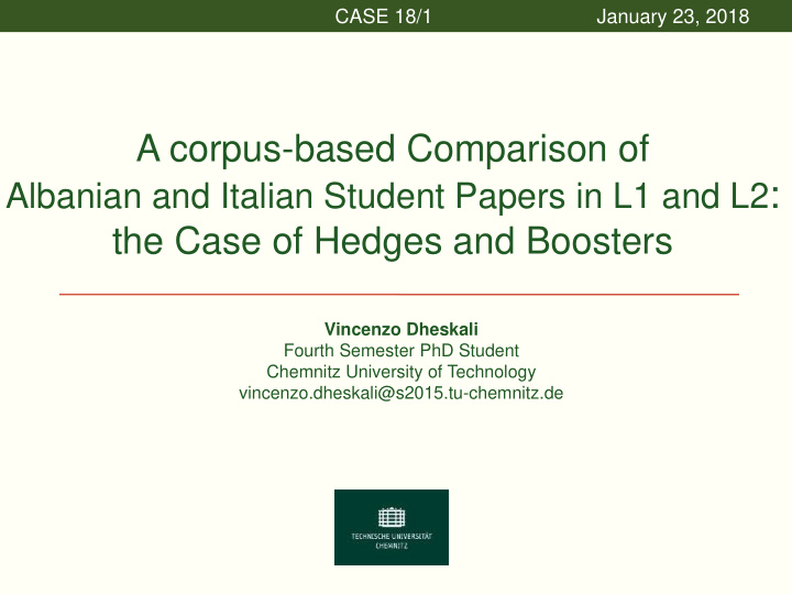 albanian and italian student papers in l1 and l2