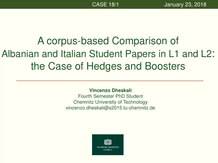 albanian and italian student papers in l1 and l2
