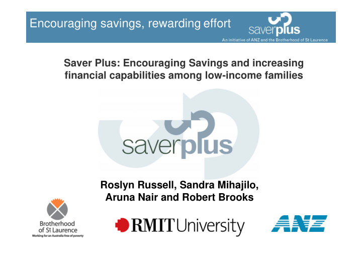 encouraging savings rewarding effort