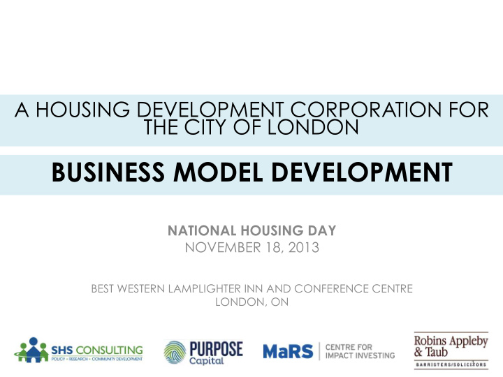 the city of london business model development