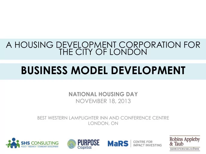 the city of london business model development