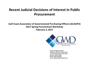 Procurement  Gulf Coast Association of Governmental Purchasing Officers (GCAGPO)  2017 Spring