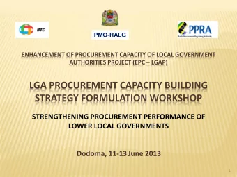 LGA PROCUREMENT CAPACITY BUILDING  STRATEGY FORMULATION WORKSHOP  STRENGTHENING PROCUREMENT