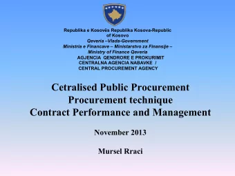 CENTRALNA AGENCIA NABAVKE  /  CENTRAL PROCUREMENT AGENCY  Cetralised Public Procurement