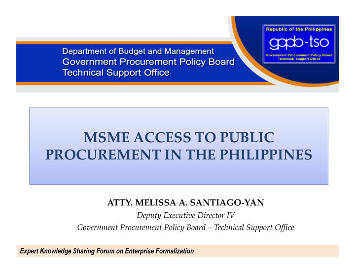 msme access to public procurement in the philippines