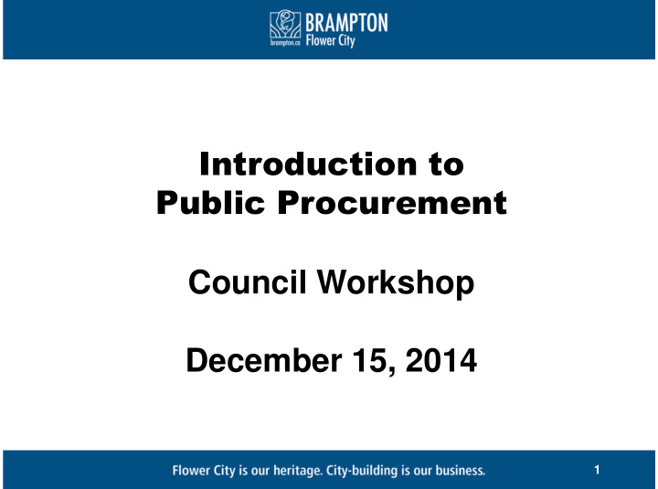 introduction to public procurement council workshop