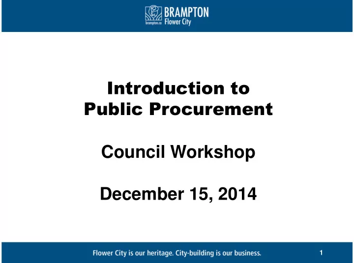 introduction to public procurement council workshop