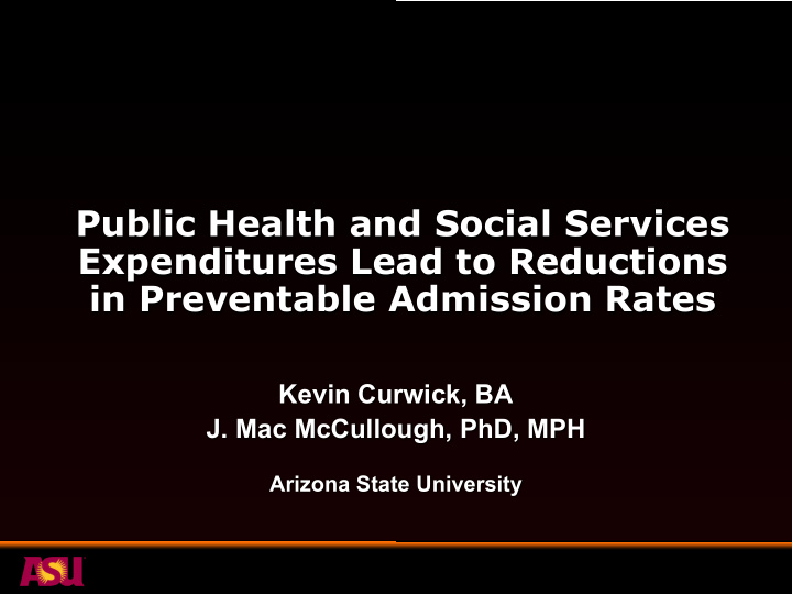 public health and social services expenditures lead to