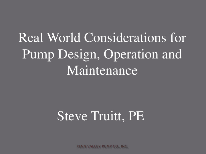 pump design operation and