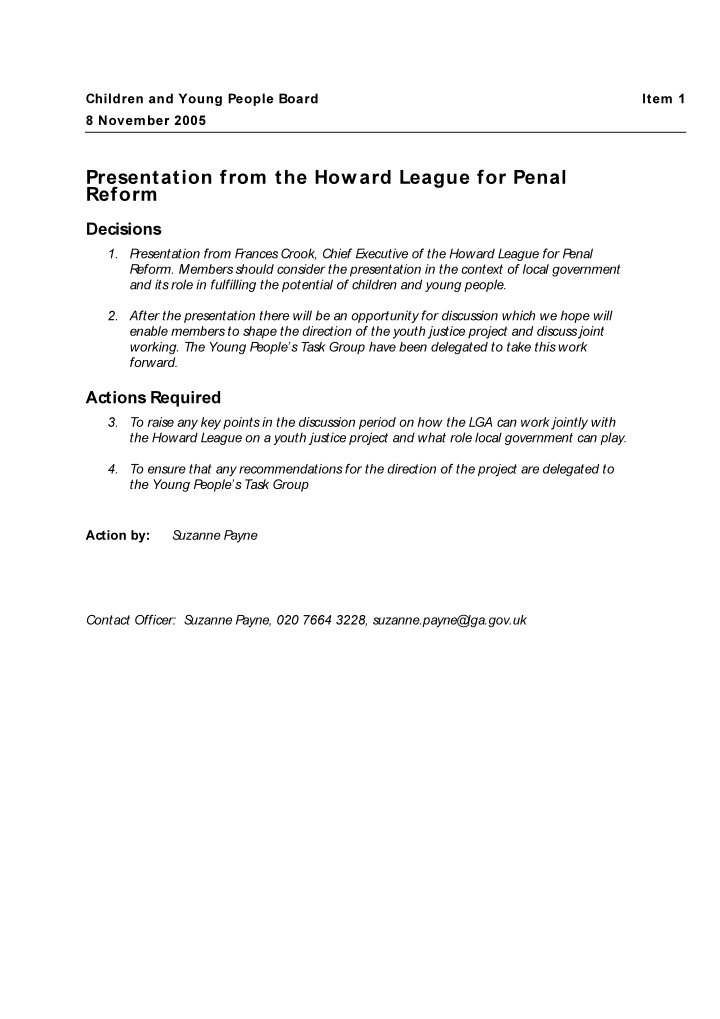 presentation from the how ard league for penal reform