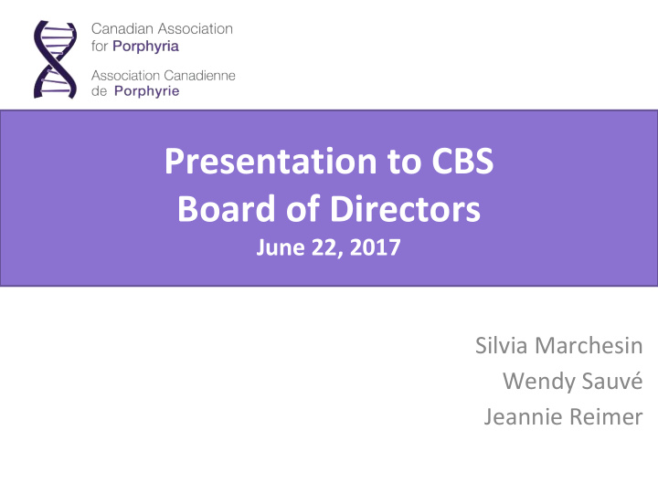 presentation to cbs board of directors
