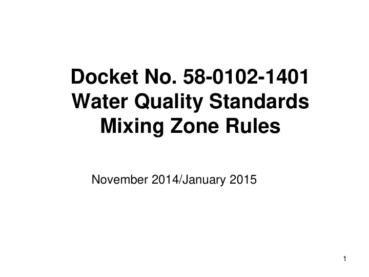 docket no 58 0102 1401 water quality standards mixing