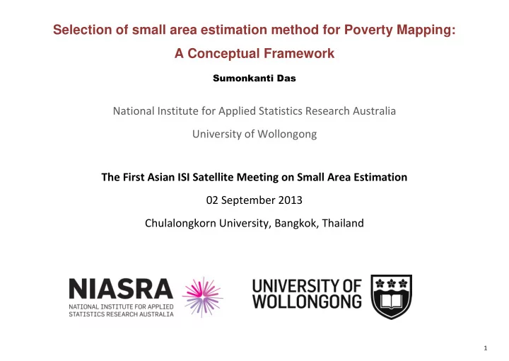 selection of small area estimation method for poverty