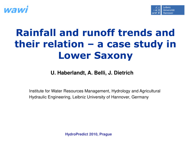 rainfall and runoff trends and