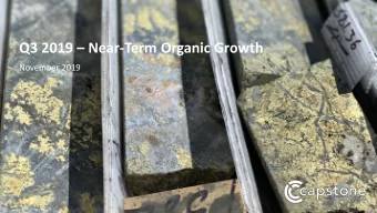 Q3 2019  Near-Term Organic Growth  November 2019  Cautionary Notes  Cautionary Note on Forward