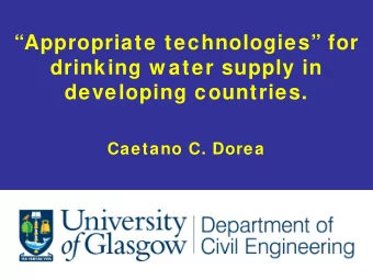 Appropriate technologies for  drinking w ater supply in  developing countries.  Caetano C.