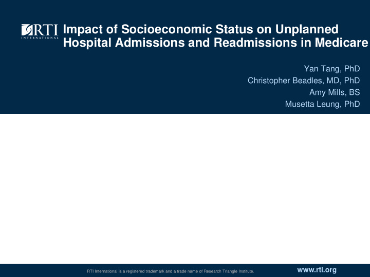 impact of socioeconomic status on unplanned hospital