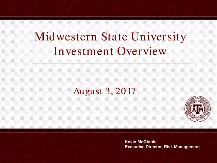 midwestern state university investment overview