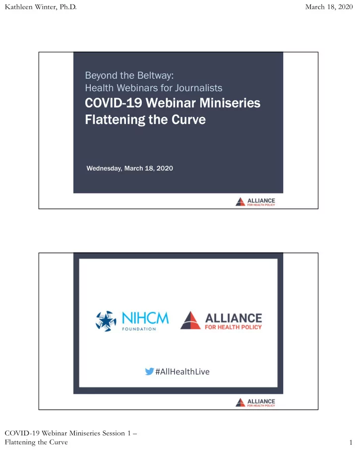 covid 19 webinar miniseries flattening the curve
