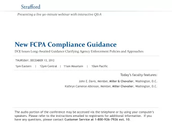 New FCPA Compliance Guidance  DOJ Issues Long-Awaited Guidance Clarifying Agency Enforcement