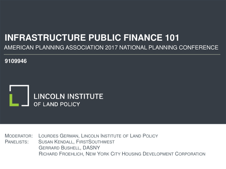 infrastructure public finance 101