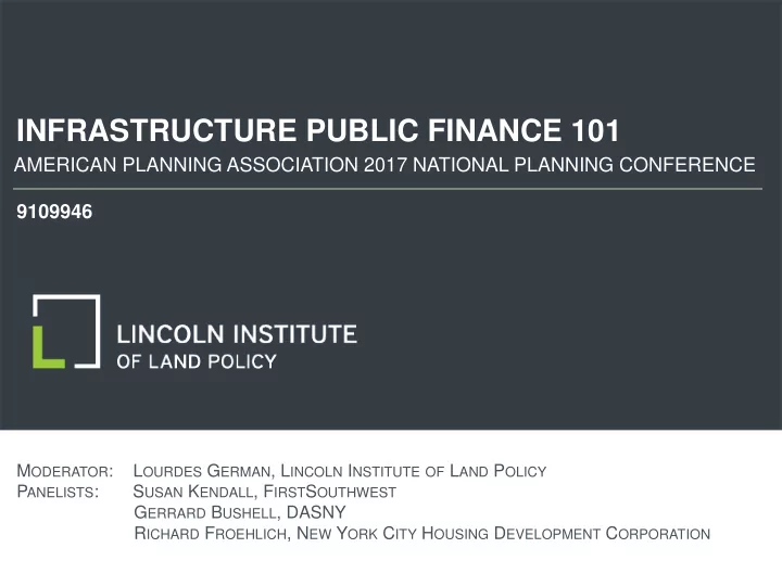 infrastructure public finance 101