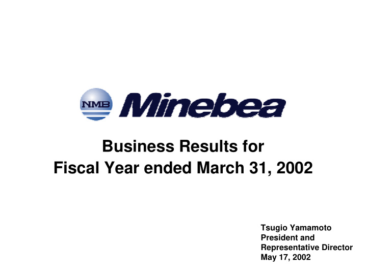 business results for fiscal year ended march 31 2002