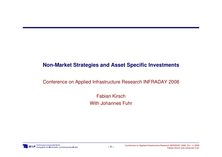 non market strategies and asset specific investments