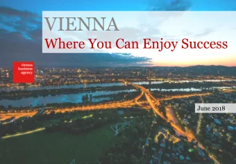 VIENNA  Where You Can Enjoy Success  June 2018  Others about Vienna  Rank 1 Quality of Living