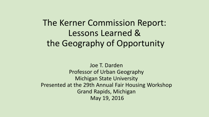 the kerner commission report