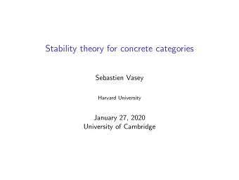 Stability theory for concrete categories  Sebastien Vasey  Harvard University  January 27, 2020