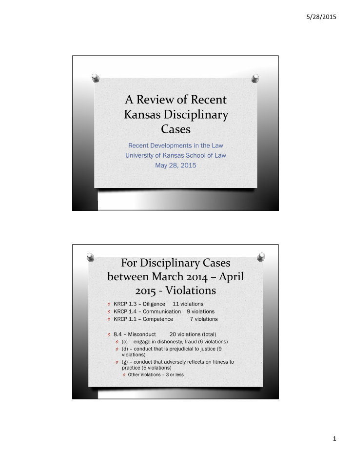 a review of recent kansas disciplinary cases