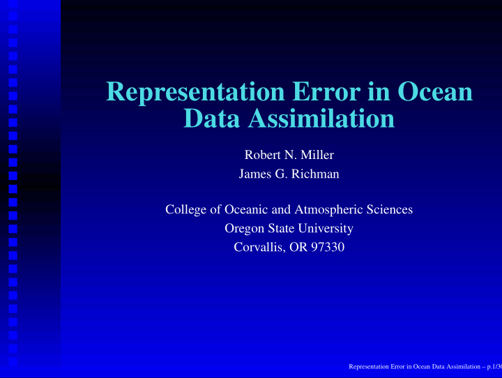 representation error in ocean data assimilation