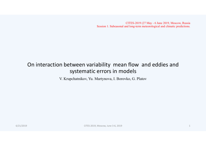 on interaction between variability mean flow and eddies