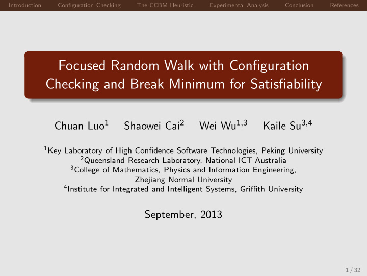 focused random walk with configuration checking and break