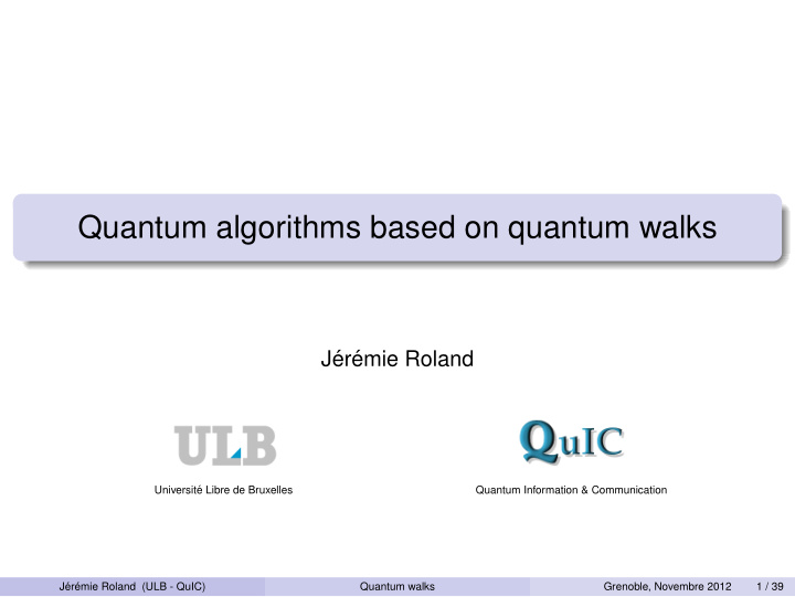 quantum algorithms based on quantum walks